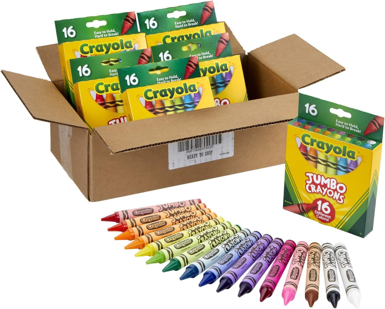 Jumbo Crayons Bulk, 6 Sets of 16 Large Crayons for Toddlers & Kids, School Supplies, Gifts [Amazon Exclusive]