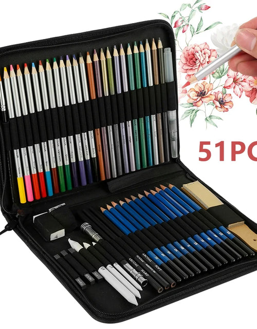 Load image into Gallery viewer, 51 Pcs Drawing Set Sketching Kit, Pro Art Supplies Wood Pencil Sketching Pencils Art Sketch Painting Supplies for Artists Beginners Adults
