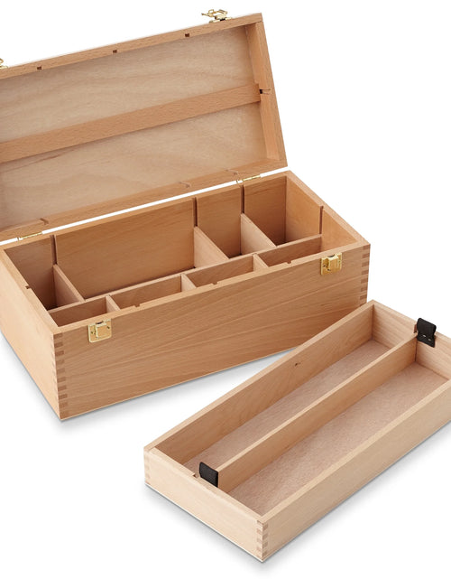 Load image into Gallery viewer, Wooden Art Supply Storage Organizer - Large Beechwood Artist Tool Box with Drawer
