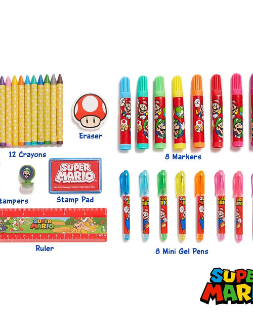 Load image into Gallery viewer, Super Mario Kids Art Kit with Carrying Tin Gel Pens Markers Stickers 500
