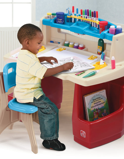 Load image into Gallery viewer, Deluxe Art Master Desk Plastic Kids Activity Center and Table
