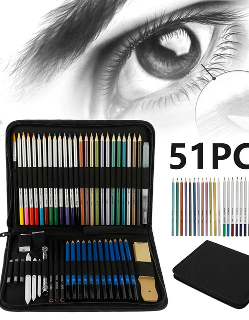 Load image into Gallery viewer, 51 Pcs Drawing Set Sketching Kit, Pro Art Supplies Wood Pencil Sketching Pencils Art Sketch Painting Supplies for Artists Beginners Adults
