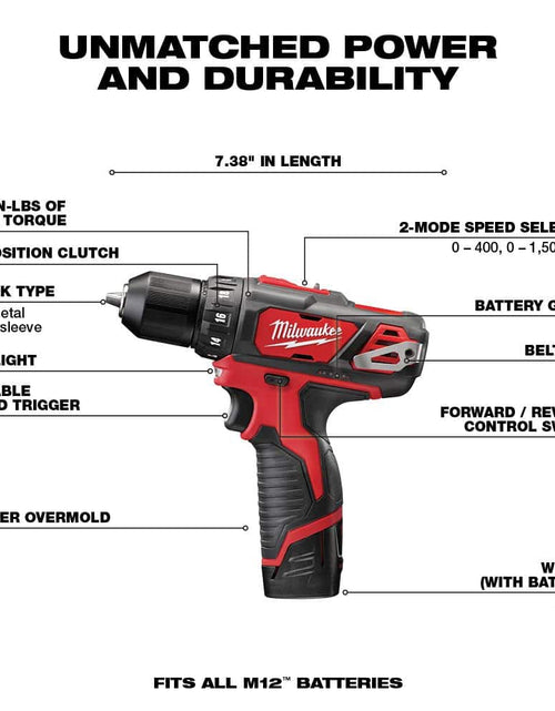 Load image into Gallery viewer, M12 12V Lithium-Ion Cordless Combo Kit (5-Tool) with Two 1.5 Ah Batteries, Charger and Tool Bag
