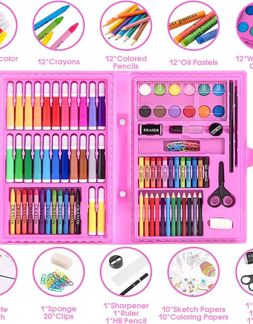 Load image into Gallery viewer, Art Kit,  121 Piece Drawing Painting Art Supplies for Kids Girls Boys Teens, Gifts Art Set Case Includes Oil Pastels, Crayons, Colored Pencils, Watercolor Cakes (Pink)
