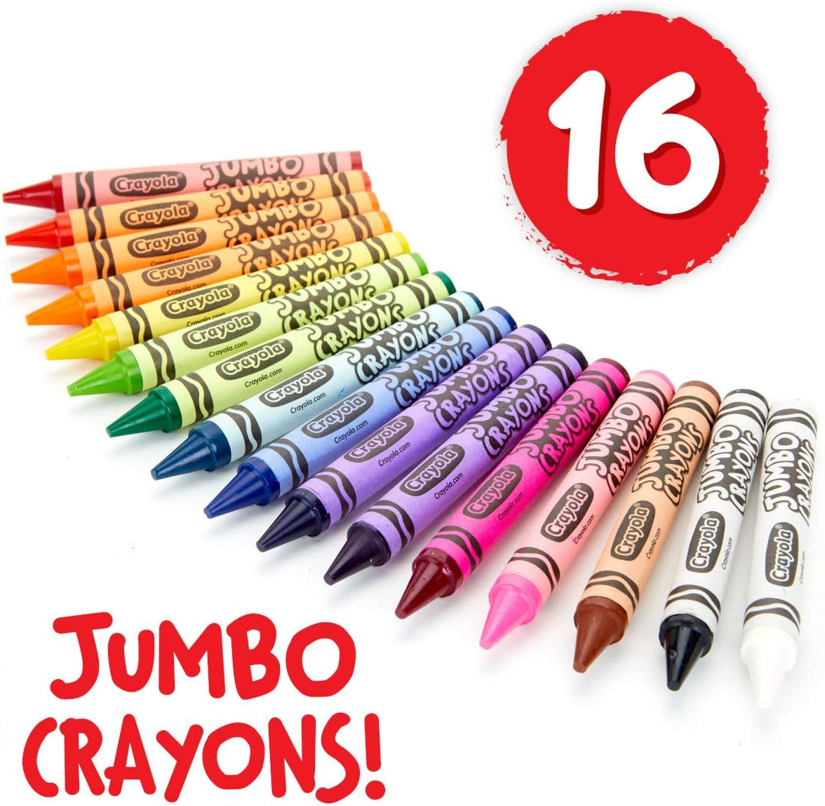 Jumbo Crayons Bulk, 6 Sets of 16 Large Crayons for Toddlers & Kids, School Supplies, Gifts [Amazon Exclusive]