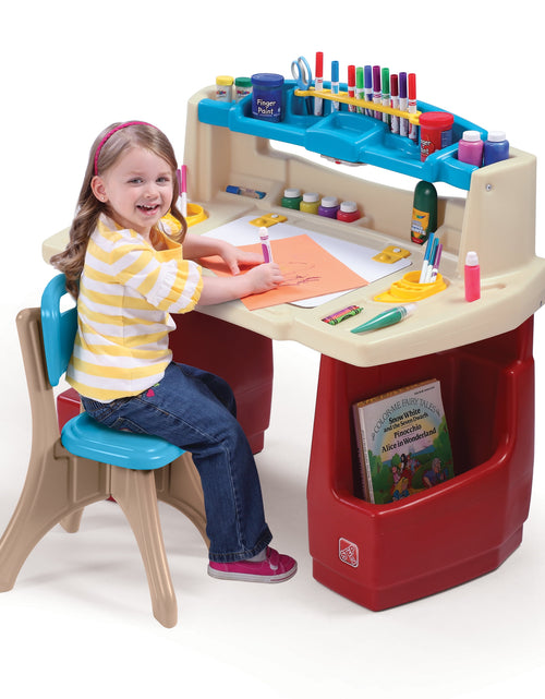 Load image into Gallery viewer, Deluxe Art Master Desk Plastic Kids Activity Center and Table
