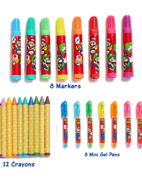 Load image into Gallery viewer, Super Mario Kids Art Kit with Carrying Tin Gel Pens Markers Stickers 500
