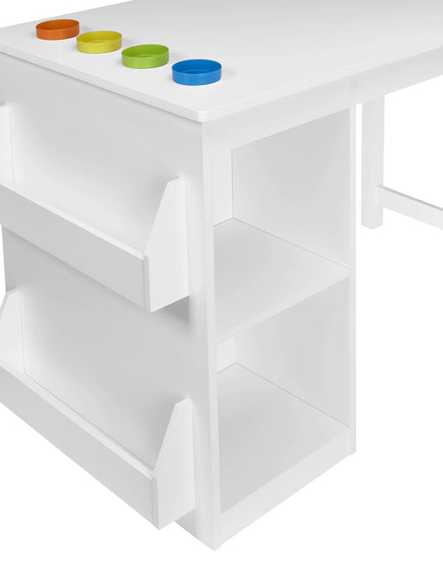 Load image into Gallery viewer, Kids Playroom Art Activity Table with 2 Cubbies and 2 Bookracks - White
