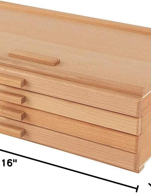 Load image into Gallery viewer, Pastel Storage Box, 4 Drawer Wood Box with Foam Lining, Sturdy and Stackable Art and Craft Supplies Storage Box for Artist Tools, Pens, Pencils and More, Natural Finish
