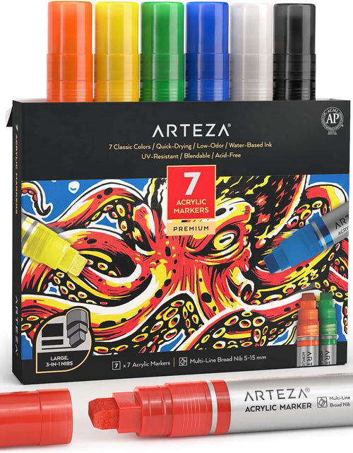 Load image into Gallery viewer, Acrylic Paint Markers, 7 Acrylic Paint Pens in Classic Colors, 3-In-1 Multi-Line Nibs, 5–15 Mm Line, Uv-Resistant, Art &amp; Craft Supplies, Use on Canvases for Painting, Glass, Plastic, Rock
