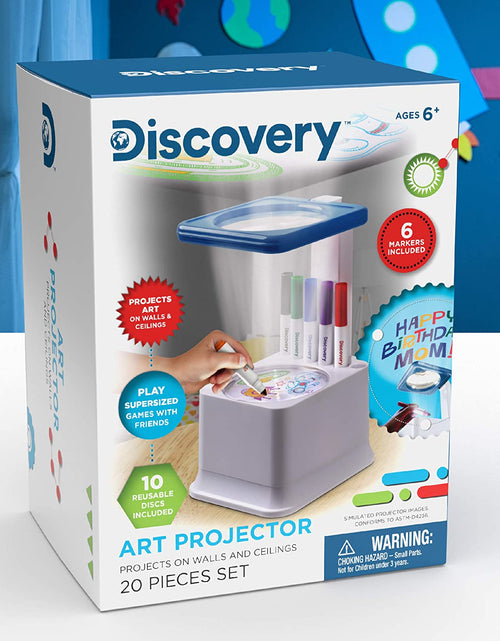 Load image into Gallery viewer, Art Projector with Six Dry Erase Markers and 10 Reusable Drawing Discs, Draw on Reusable Transparent Sheets, Magnify and Project Art onto Ceilings, Walls, and More
