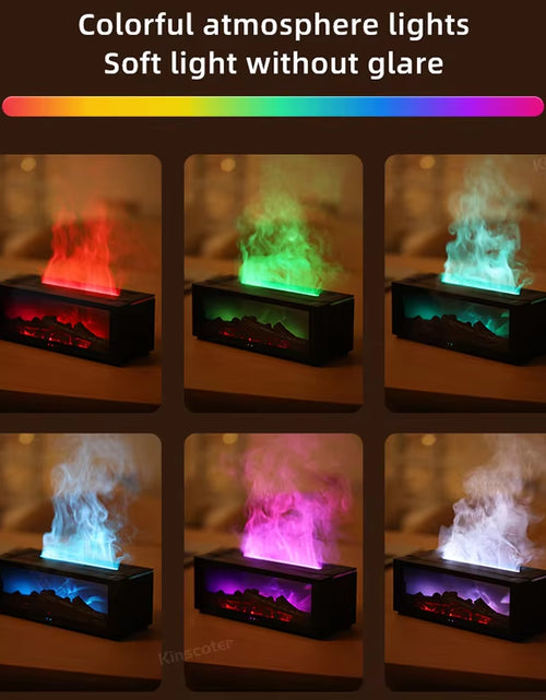 Load image into Gallery viewer, Simulated Fireplace Diffuser Aroma Essential Oil Air Humidifier with Timer Remote &amp; Colorful Night Light for Home Creative Gift
