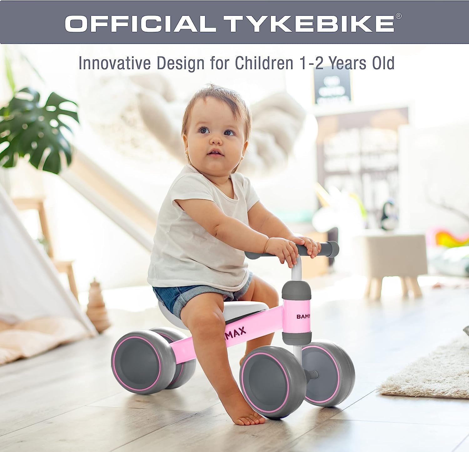 Official Tykebike® Toddler & Baby Bike | Toddler & Baby Balance Bike Ride on Toy | Easy Glide Wheels & Safer Toddler Bike Steering | Indoor/Outdoor Baby & Toddler Ride on Toys for 1+ Year Old