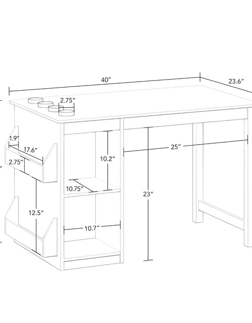 Load image into Gallery viewer, Kids Playroom Art Activity Table with 2 Cubbies and 2 Bookracks - White
