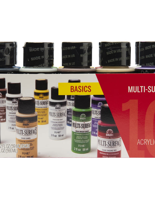 Load image into Gallery viewer, 7508E Multi-Surface Acrylic Craft Paint Set, Satin Finish, Basics, Set of 10, 30 Fl Oz
