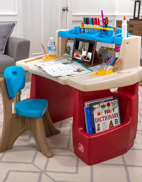 Load image into Gallery viewer, Deluxe Art Master Desk Plastic Kids Activity Center and Table
