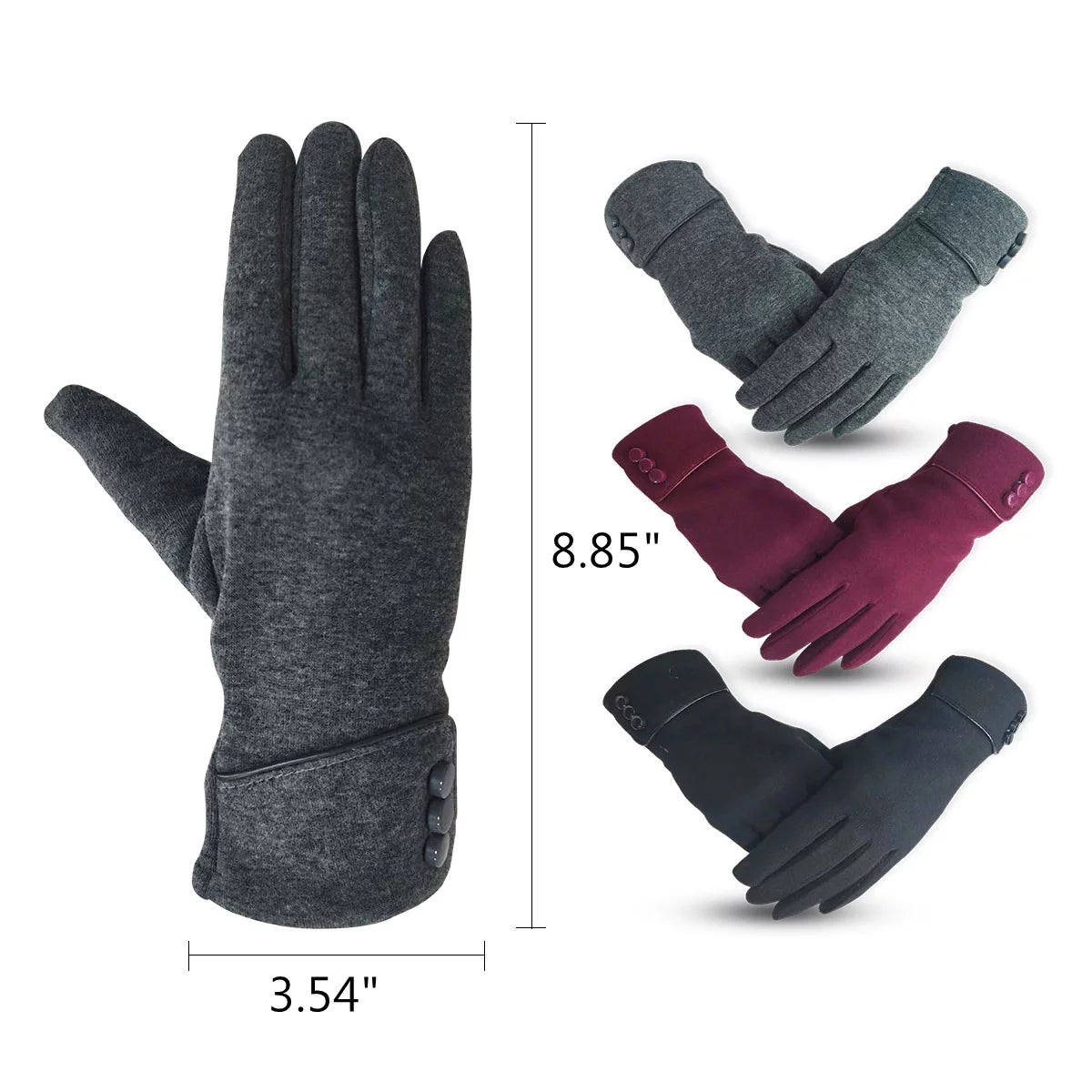 Winter Gloves for Women with Sensitive Touch Screen Texting Fingers Warm Vintage Gloves for Girls Winter 3 Pairs