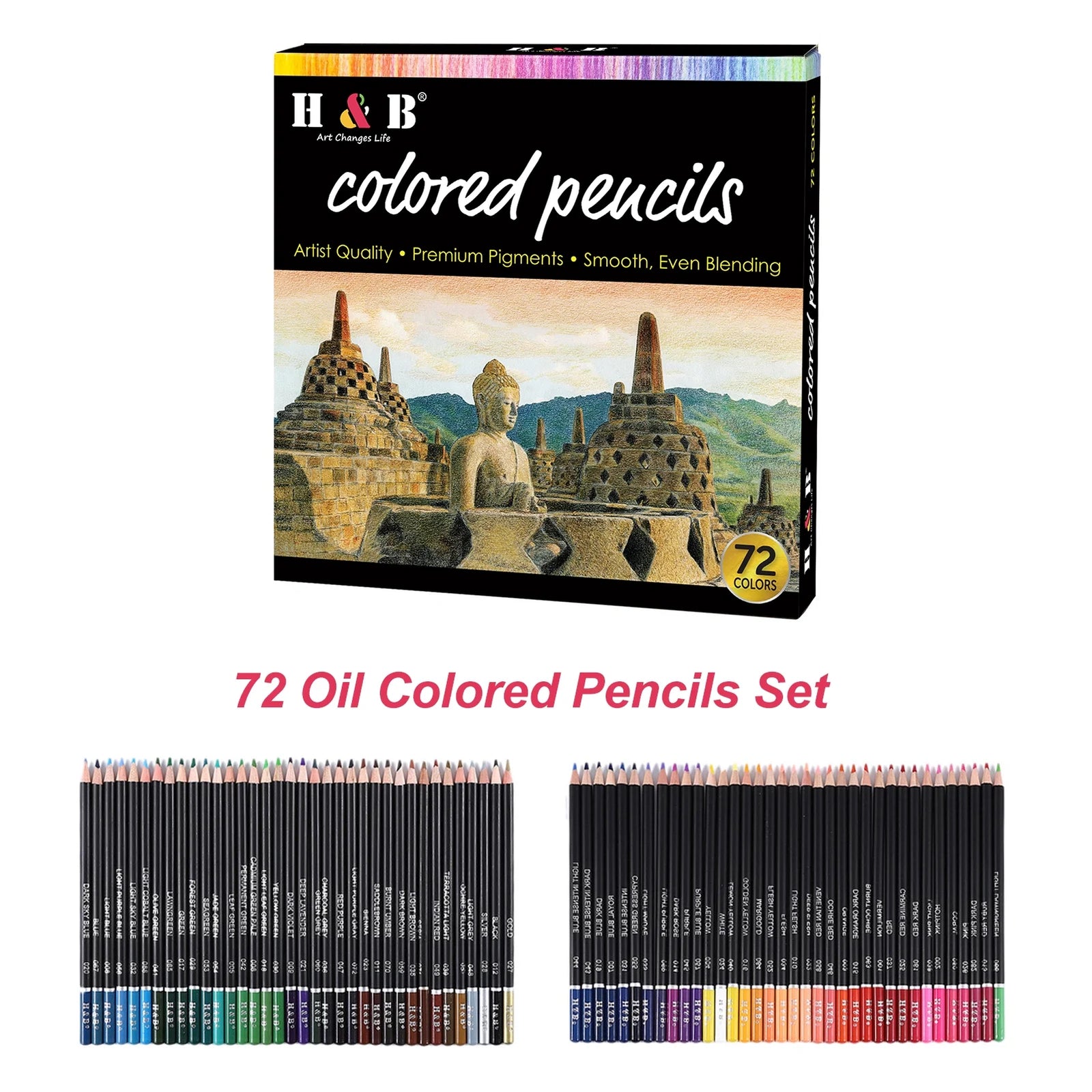 Oil Colored Pencils Set 72 Color Pre-Sharpened Color Sketch Pencils Art Supplies for Students Adults Artists Drawing Sketching Beginner