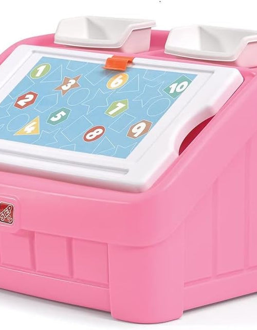 Load image into Gallery viewer, 2-In-1 Toy Box &amp; Art Lid, Kids Toy Storage Bin &amp; Organizer, Easel &amp; Chest in One, Made of Durable Plastic, for Toddlers 2+ Years Old, Pink
