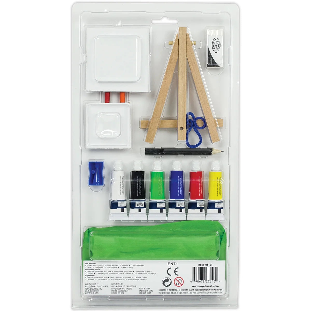 RSET-MS101 | Mini Acrylic Painting 16Pc Easel Art Set