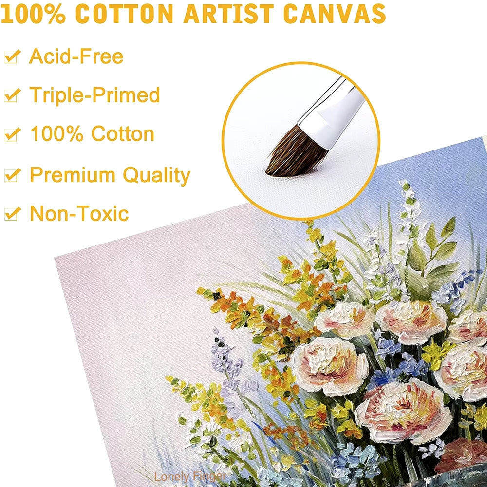 6Pcs Canvas Panels, Gesso Primed White Blank Canvas for Painting - Cotton Art Supplies Canvas Board for Acrylic Paints