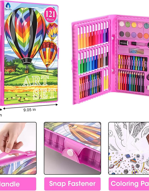 Load image into Gallery viewer, Art Kit,  121 Piece Drawing Painting Art Supplies for Kids Girls Boys Teens, Gifts Art Set Case Includes Oil Pastels, Crayons, Colored Pencils, Watercolor Cakes (Pink)
