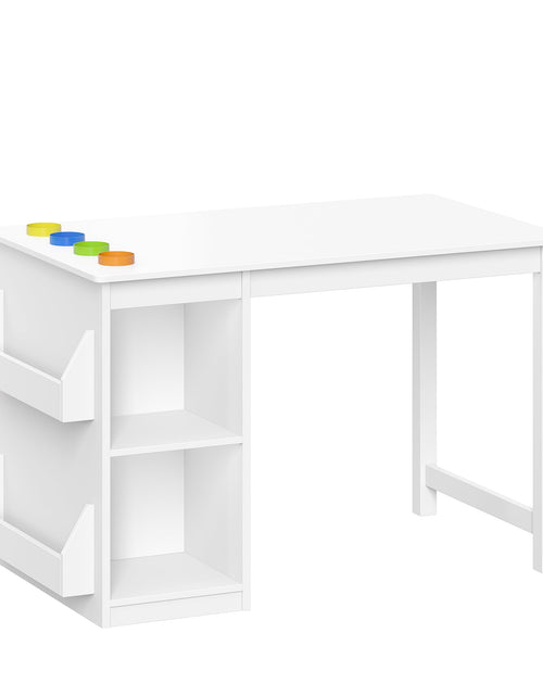 Load image into Gallery viewer, Kids Playroom Art Activity Table with 2 Cubbies and 2 Bookracks - White
