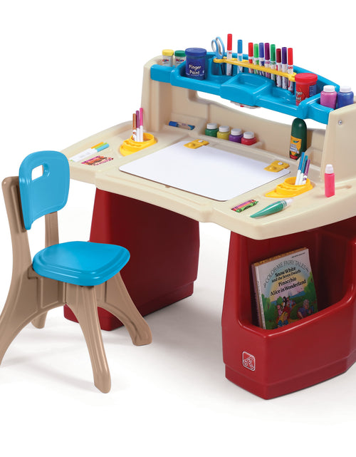 Load image into Gallery viewer, Deluxe Art Master Desk Plastic Kids Activity Center and Table
