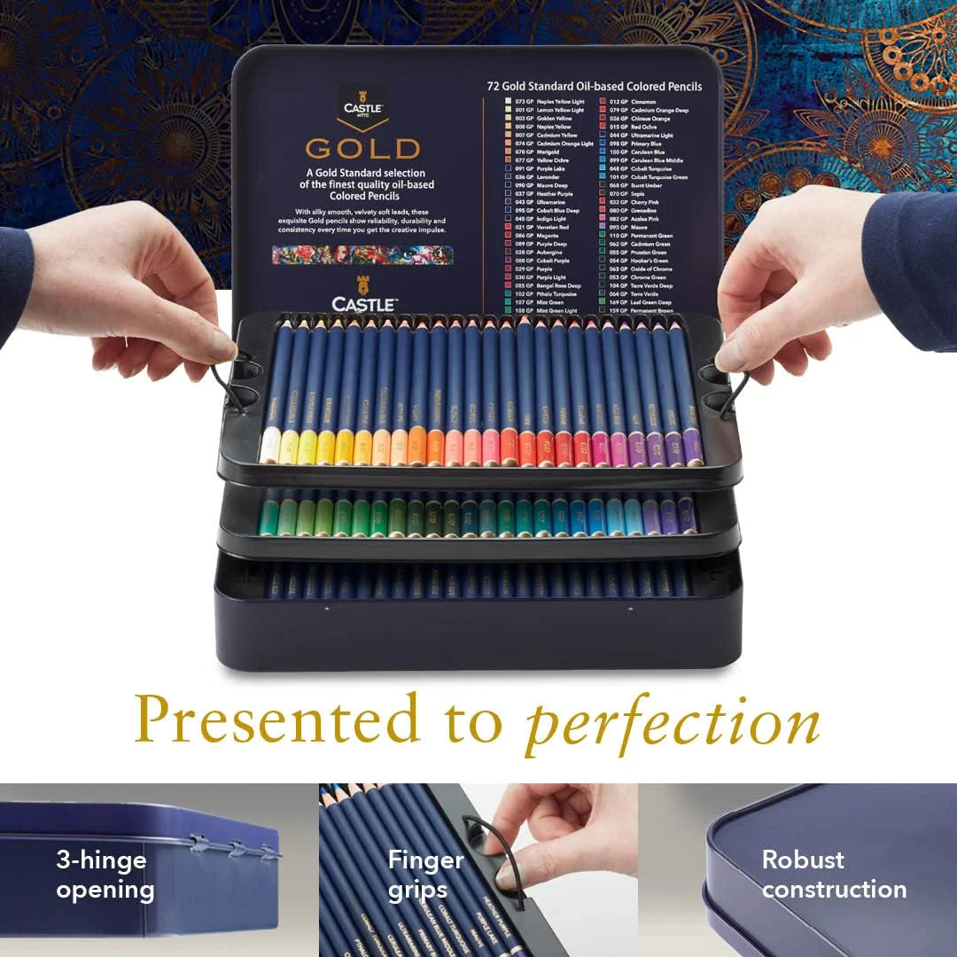 Gold Standard 72 Colored Pencils Tin Set