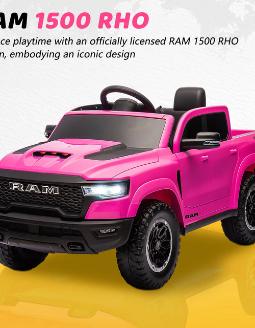 Load image into Gallery viewer, RAM Ride on Car, 12V Powered Ride on Toy with Remote Control, 4 Wheel Suspension, 5 Point Safety Belt, MP3 Player, Bluetooth, LED Lights, Electric Cars for 3-8 Years Boys Girls
