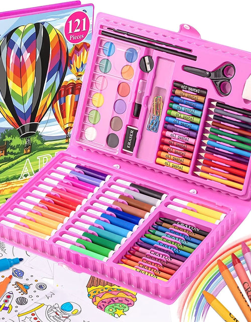 Load image into Gallery viewer, Art Kit,  121 Piece Drawing Painting Art Supplies for Kids Girls Boys Teens, Gifts Art Set Case Includes Oil Pastels, Crayons, Colored Pencils, Watercolor Cakes (Pink)
