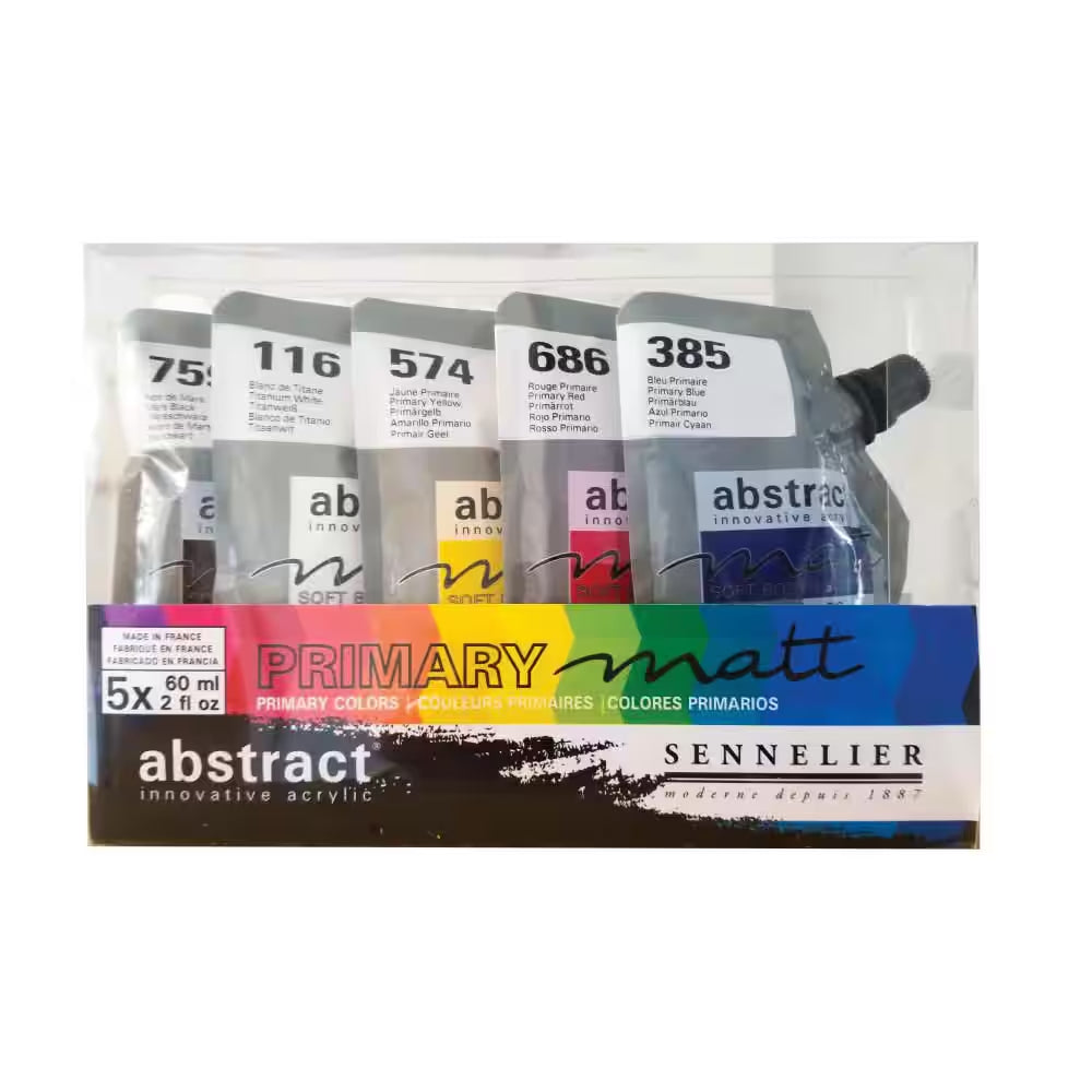 Primary Colors and Matte Abstract Acrylic Set (5-Colors)