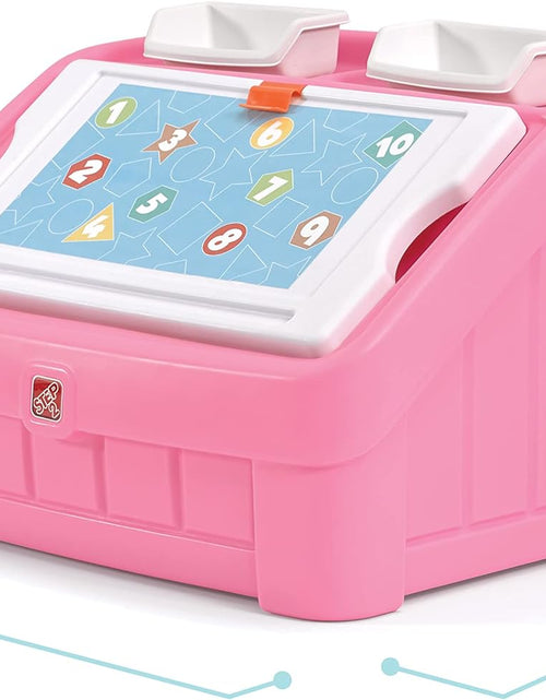 Load image into Gallery viewer, 2-In-1 Toy Box &amp; Art Lid, Kids Toy Storage Bin &amp; Organizer, Easel &amp; Chest in One, Made of Durable Plastic, for Toddlers 2+ Years Old, Pink
