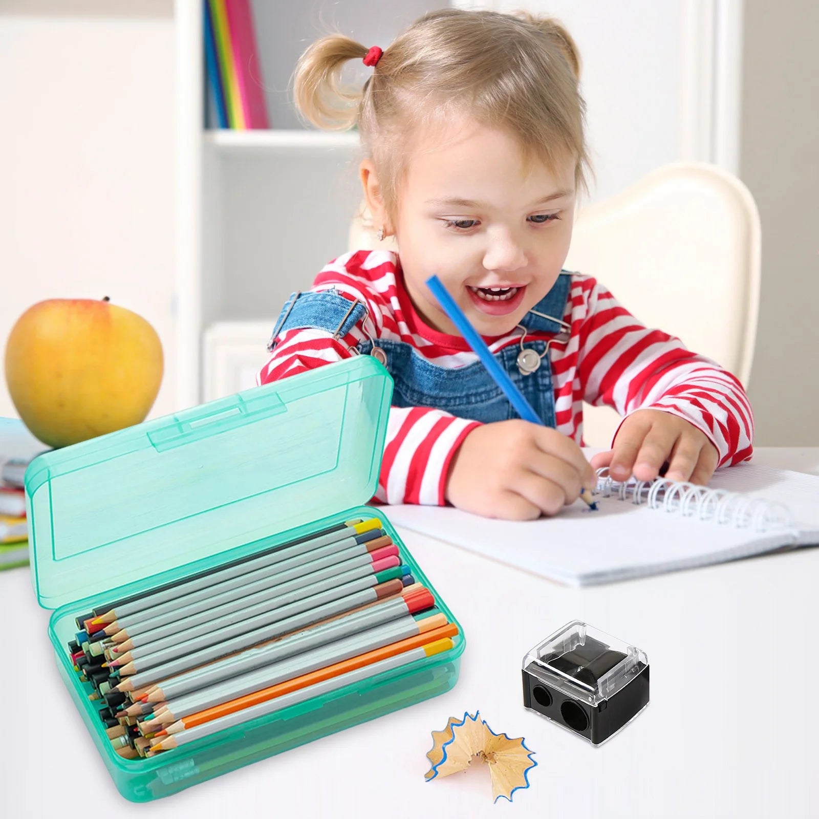 Plastic Pencil Cases with Snap-Tight Lid, Light Blue