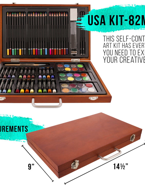 Load image into Gallery viewer, 102-Piece Deluxe Art Creativity Set with Wooden Case - Artist Painting, Sketching and Drawing Set, 24 Watercolor Paint Colors, 17 Brushes, 24 Colored Pencils, Sketch &amp; Painting Pads
