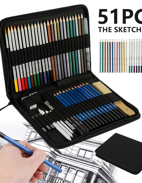 Load image into Gallery viewer, 51 Pcs Drawing Set Sketching Kit, Pro Art Supplies Wood Pencil Sketching Pencils Art Sketch Painting Supplies for Artists Beginners Adults
