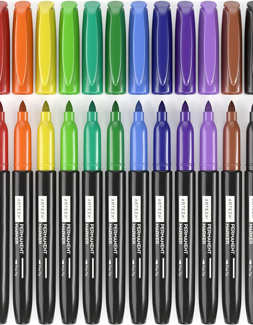 Load image into Gallery viewer, Colored Permanent Markers, Set of 24, Fine &amp; Brush Tip Pens
