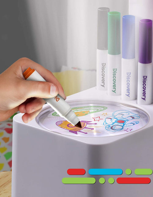 Load image into Gallery viewer, Art Projector with Six Dry Erase Markers and 10 Reusable Drawing Discs, Draw on Reusable Transparent Sheets, Magnify and Project Art onto Ceilings, Walls, and More
