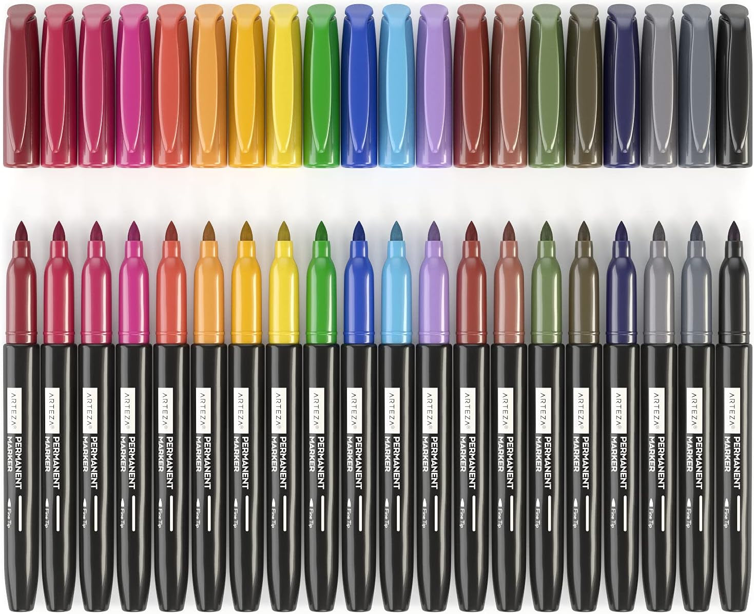 Colored Permanent Markers, Set of 40, Fine & Brush Tip Paint Pens