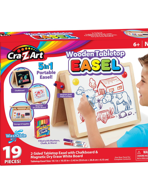 Load image into Gallery viewer, 5-In-1 Portable Wood Tabletop Art Easel with Chalkboard and Dry Erase Board
