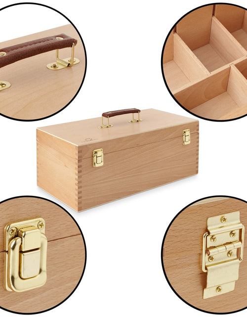 Load image into Gallery viewer, Wooden Art Supply Storage Organizer - Large Beechwood Artist Tool Box with Drawer
