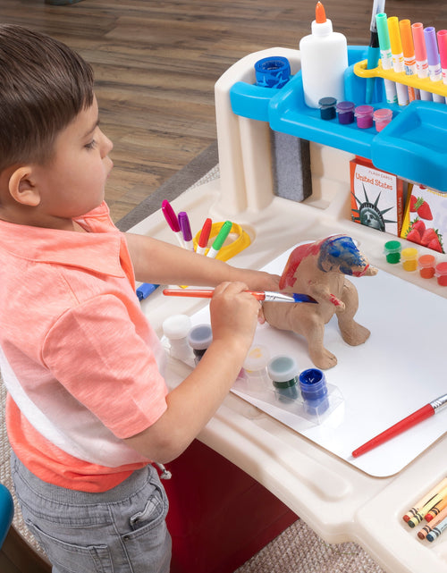 Load image into Gallery viewer, Deluxe Art Master Desk Plastic Kids Activity Center and Table
