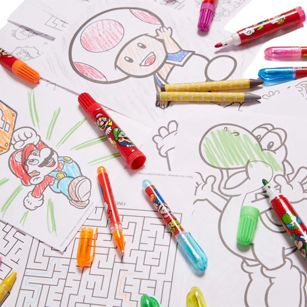 Super Mario Kids Art Kit with Carrying Tin Gel Pens Markers Stickers 500